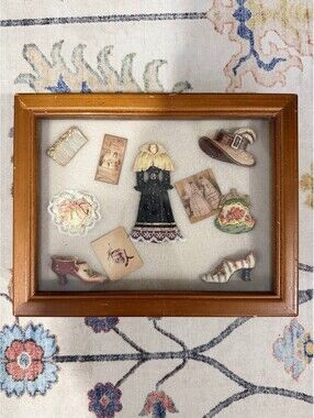 Vintage Victorian Jewelry Box Wood Glass Lid Trinket Organizer Shabby Chic